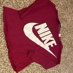 Nike Burgundy Long Sleeve Top with White Logo
